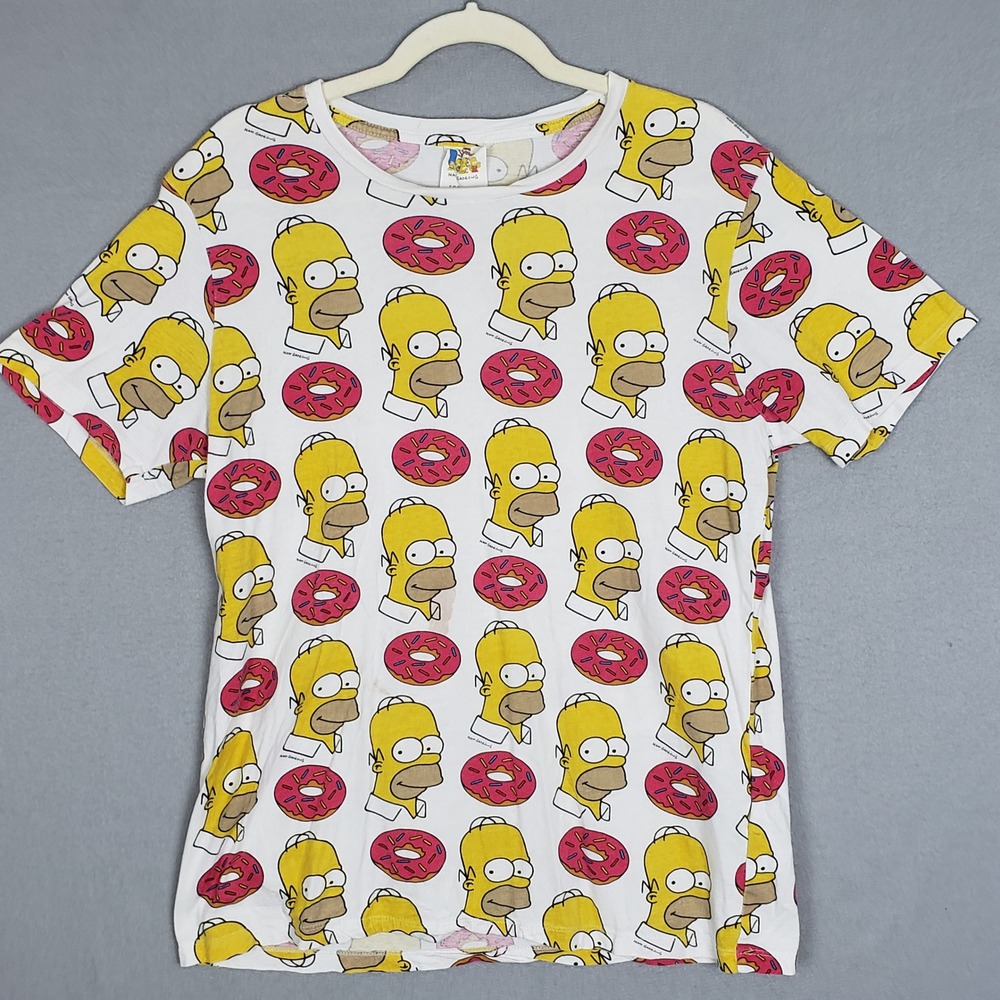 Forever 21 X Simpsons Homer & Donuts Graphic Tee Shirt Retro 90s Gamer Sz M Girl